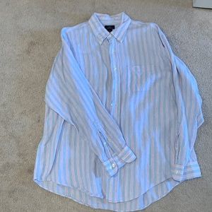 Brooks Brothers 346 Striped Button Down Shirt - XL; Light Blue, White, Light Red